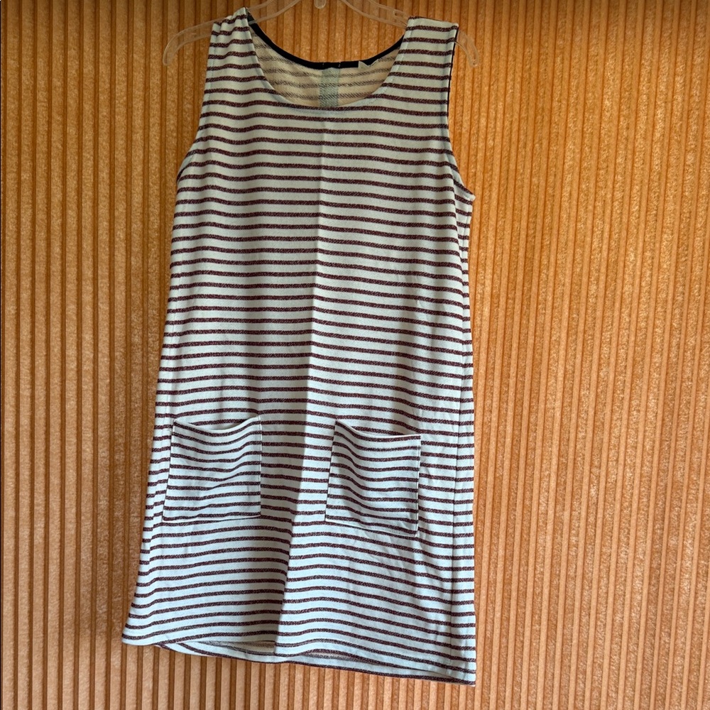Kaileigh Maroon and White Striped Dress